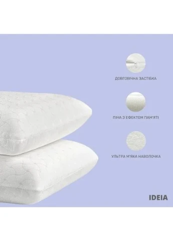 Подушка ортопедична MEMORY FOAM 59х43х12 см з ефектом пам'яті, меморі, з наволочкою на блискавці (8-32996) IDEIA (361174476)