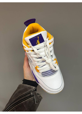 Білі Осінні кросівки чоловічі nike air jordan retro 4 lakers найк аір джордан No Brand