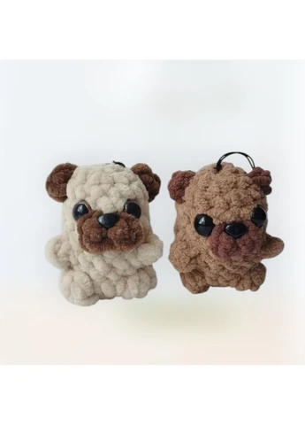 М’який в’язаний брелок мопс коричневий (OL-0012) No Brand (393228540)