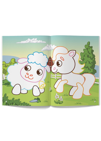 Перші розмальовки з кольоровим контуром і наліпками. Ферма () Кристал Бук F00023855 (372129542)