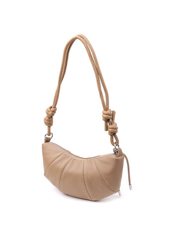 Стильна жіноча напівкругла сумка з натуральної шкіри 22933 Бежевий Vintage (349442758)