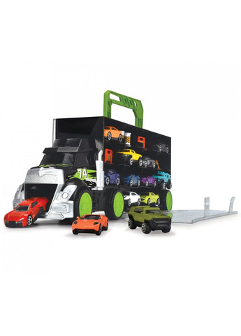 Игровой набор Трейлер перевозчик авто, грузовик с ручкой, 4 машинки, 43 см () Dickie toys 3747007 (361658933)