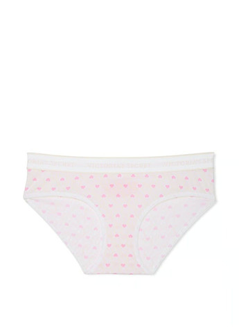Бавовняні Трусики Logo Cotton Hiphugger Panty White & Pink Hearts Victoria's Secret (332796241)