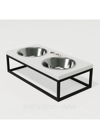 Миски на підставці для середніх собак та великих котів Base M (2 × 0,95 л) BM-422110-BLWH Hollky (365652760)