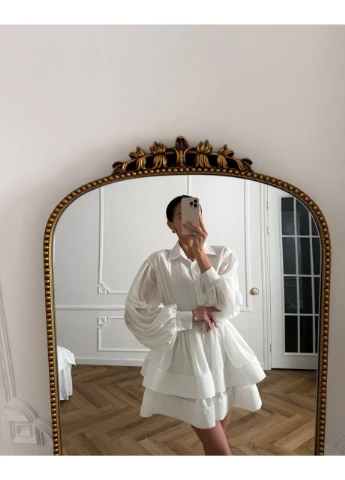 Белое повседневный, кэжуал женское платье клеш No Brand однотонное