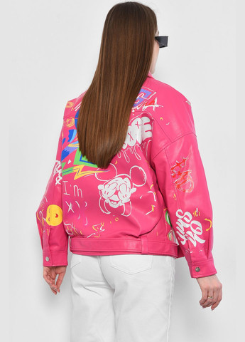 Розовая демисезонная куртка женская из экокожи розового цвета Let's Shop