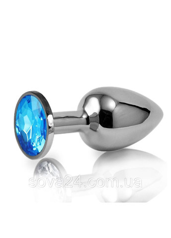 Середній анальний корок із синім кристалом у чохлі. 8*3.4 см Металева No Brand (340914344)