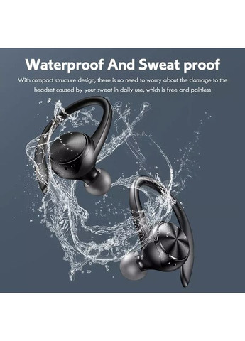 Бездротові спортивні Bluetooth навушники J92 з тканниним зарядним кейсом, сенсорами керування Чорні TWS (367401955)
