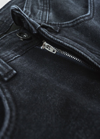 Серо-синие зимние прямые утеплённые мужские джинсы на флисе X hey