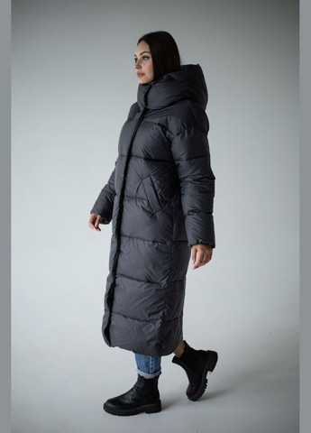 Графитовая зимняя пуховик длинный зимний женский SK