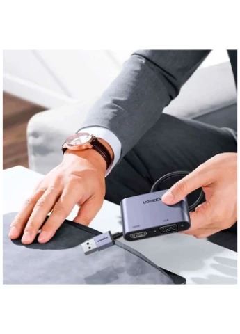 Перехідник USB 3.0 to HDMI + VGA CM449 gray (20518) Ugreen (382067367)