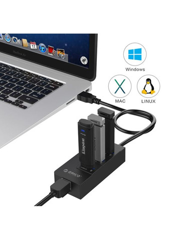 USB-хаб USB 3.0 3 порти + RJ45 (HR01-U3-V1-BK-BP) Orico (315503752)