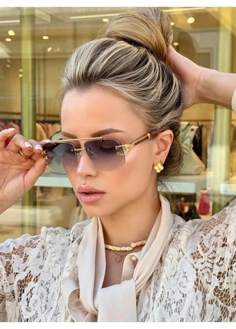 Очки солнцезащитные унисекс квадратные Jaguar безободковые градиент черные No Brand (362135828)