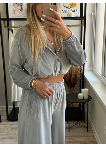 Жіночий спортивний костюм трійка: укорочена кофта, топ та штани палаццо MonCher (360428958)