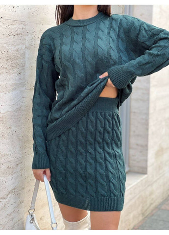 Женский костюм с юбкой из полушерсти No Brand (367853332)