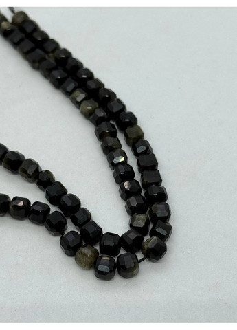 Обсидіан на нитці без застібки 5*5 мм 40 см Чорний No Brand (372468116)