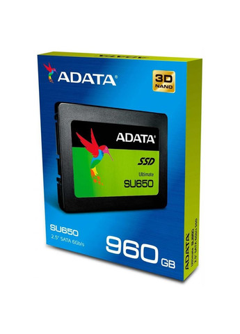 Твердотельный накопитель 960Gb, Ultimate SU650, SATA3, 2.5", 3D TLC, 520/450 MB/s (ASU650SS-960GT-R) ADATA (357208878)