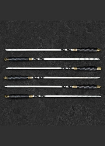 Набір дорожній шашличний "Бор" у шкіряному кейсі 6 шт | Нержавіюча сталь Handmade LC-036 (347291584)