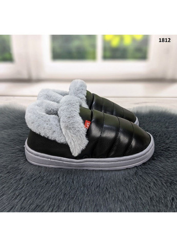 Черные тапочки чуни детские эко-кожа Lion