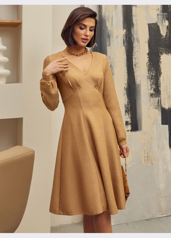 Бежева розкльошена сукня з драпіруванням на кокетці бежева Dressa