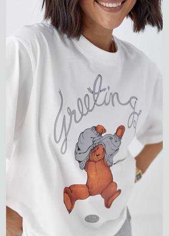 Хлопковая футболка с мишкой Lurex - (330357624)