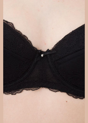 Чёрный брасьер бюстгальтер кружевной Giulia с косточками полиамид