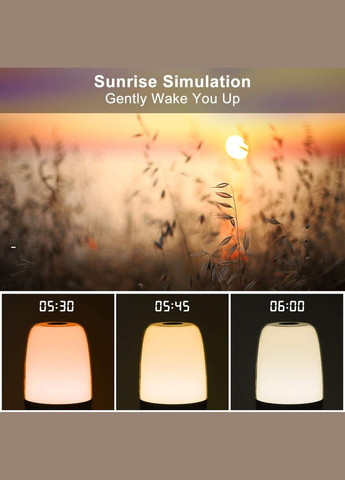 Сенсорний світильник із регульованою яскравістю, RGB-підсвіткою і будильником GRL052 Нічник Touch Dimmable VHG (334305160)