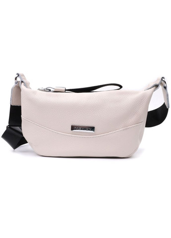 Жіноча сумка через плече із натуральної шкіри з кишенями та фурнітурою срібного кольору біла (sku_22616) No Brand (329853316)