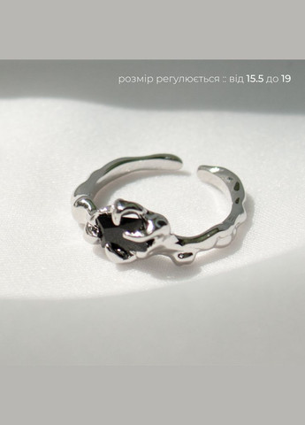 Готическое колечко с черным кристаллом серебристое кольцо минимализм стиль унисекс нежная причудливой формы фэнтези с камнем No Brand (331155364)