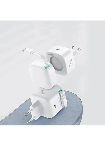 МЗП US-CC202 GaN With Type-C Magnetic Retractable Cable Module XMF Ser. 35W (2USB-C) White USAMS (382609747)