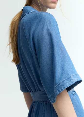 Синее джинсовое платье H&M однотонное