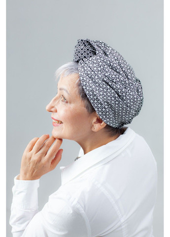 Тюрбан черно-белый с принтом кружочки BANDANA QUEEN (366239261)