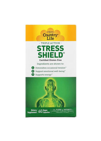 Натуральная добавка Stress Shield, 60 вегакапсул Country Life (293340131)