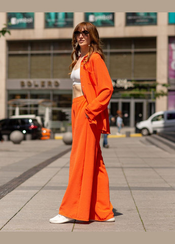 Женский костюм из креп жатки рубашка и штаны Оранжевый Maybel (295447331)