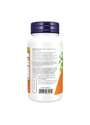 Биологически активная добавка для женщин NOW Female Balance 90 капсул поддержка женского здоровья Now Foods (372596795)