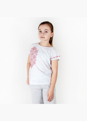 Белая летняя футболка для девочки dexter`s с принтом под вышиванку dexter's