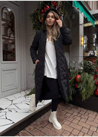 Черная демисезонная женская куртка пальто куртка-пальто FINO Mode
