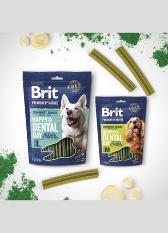 Лакомство для собак средних пород Dental Snacks M с коллагеном и спирулиной 180 г Brit Premium (331651940)
