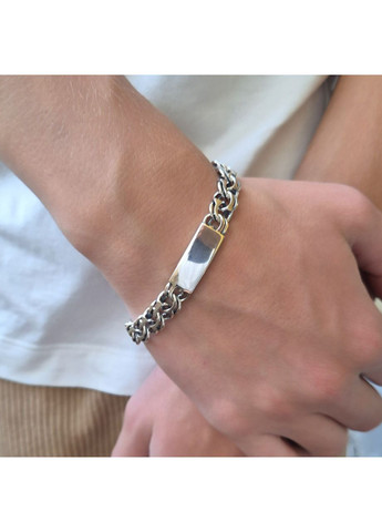 Срібний чорнений браслет Бісмарк з Пластиною 20 см 22.70г срібло 925 проби Чорнене 4687 Nobrand (369612470)