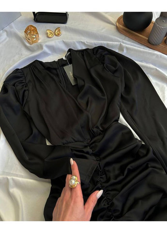 Чорна святковий, коктейльна, вечірня, кежуал жіноча шовкова сукня FINO Mode