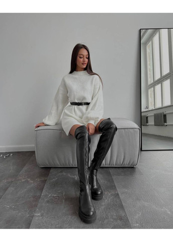 Молочное повседневный, вечернее, деловое, кэжуал женское платье в рубчик платье-свитер FINO Mode