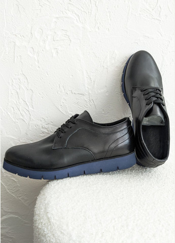 InFashion Стильные кожаные туфли на шнуровке на низком ходу для женщин оксфорды черный з натуральная кожа, украина — демисезон (322105649)