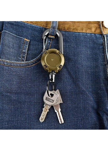 Карабін-брелок з висувним тросом 60 см Khaki No Brand (362495628)