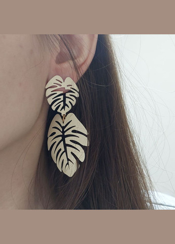 Сережки бежеві Листочки великі BS019 DeKolie (332177677)