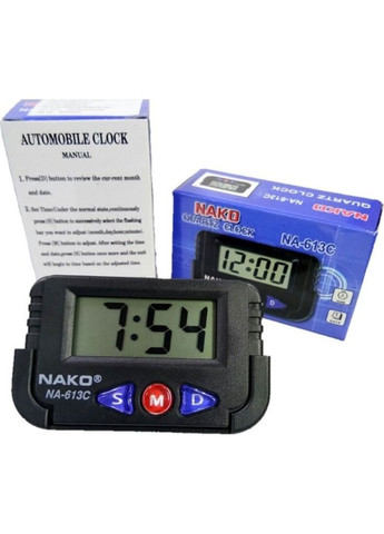 Автомобільний годинник/дата/будильник/секундомір NA-613D Чорний Nako (313236213)