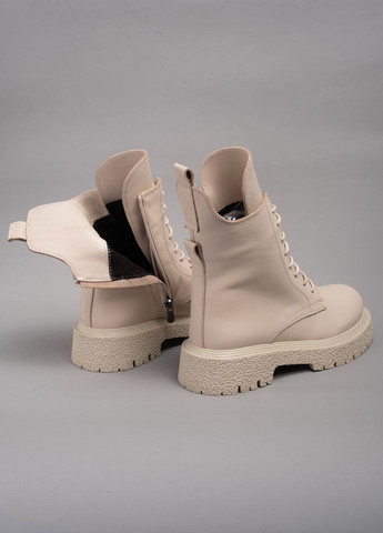 Осенние ботинки женские кожанные бежевые 341739 Power
