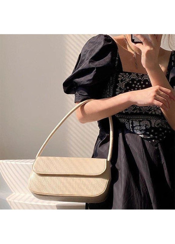 Вместительная базовая сумка багет с твердой ручкой бежевого цвета No Brand (362588260)