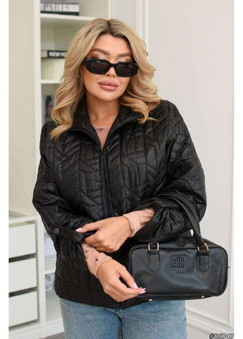 Чорна демісезонна курточка стьобана універсальна яскрава — заміри в описі куртка-пальто GD/GL Модний простір