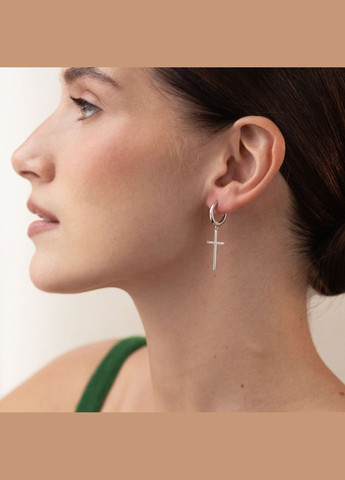 Срібні сережки - кільця Хрестики 107850 Oniks (264024453)