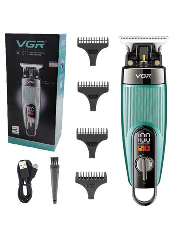 Машинка для стрижки волос аккумуляторная 5 Вт 4 насадки голубой (2390000045) VGR V-975 (344465709)